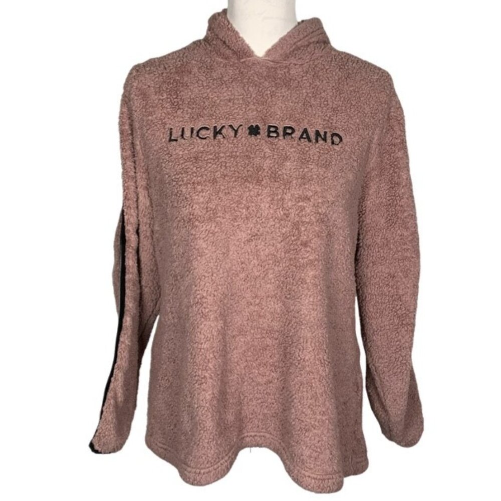 Lucky Brand Pullover Embroidered Striped Hoodie - Size Large